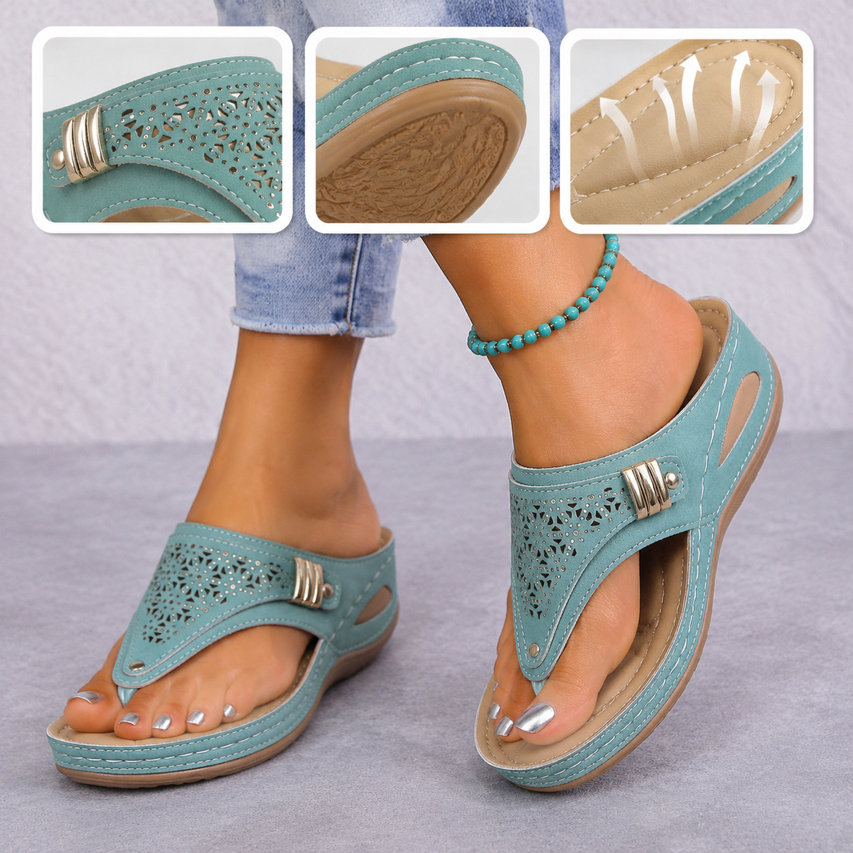 ⏰ ¡Último día! ¡50 % de descuento! ¡No te lo pierdas! ✅️ Sandalias cómodas con soporte para el arco del pie: alivian el dolor de pies y cuentan con un diseño ergonómico.