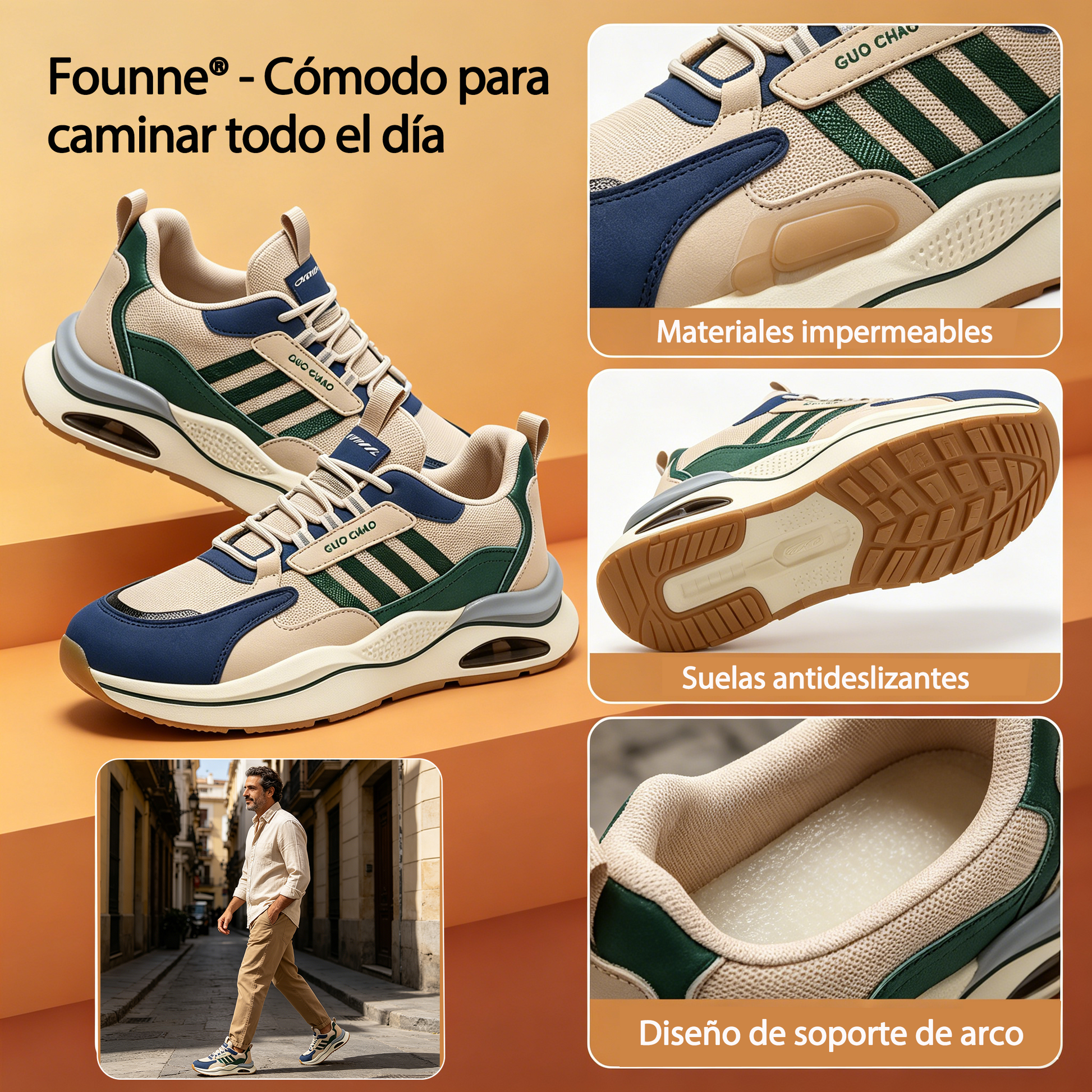 Optimumto® 【🔥¡Hoy a mitad de precio! ⏰】Comodidad para caminar todo el día | Diseño con soporte para el arco | Súper amortiguación | Alivia el dolor de pies | Impermeable y antideslizante | Corrige la marcha👟