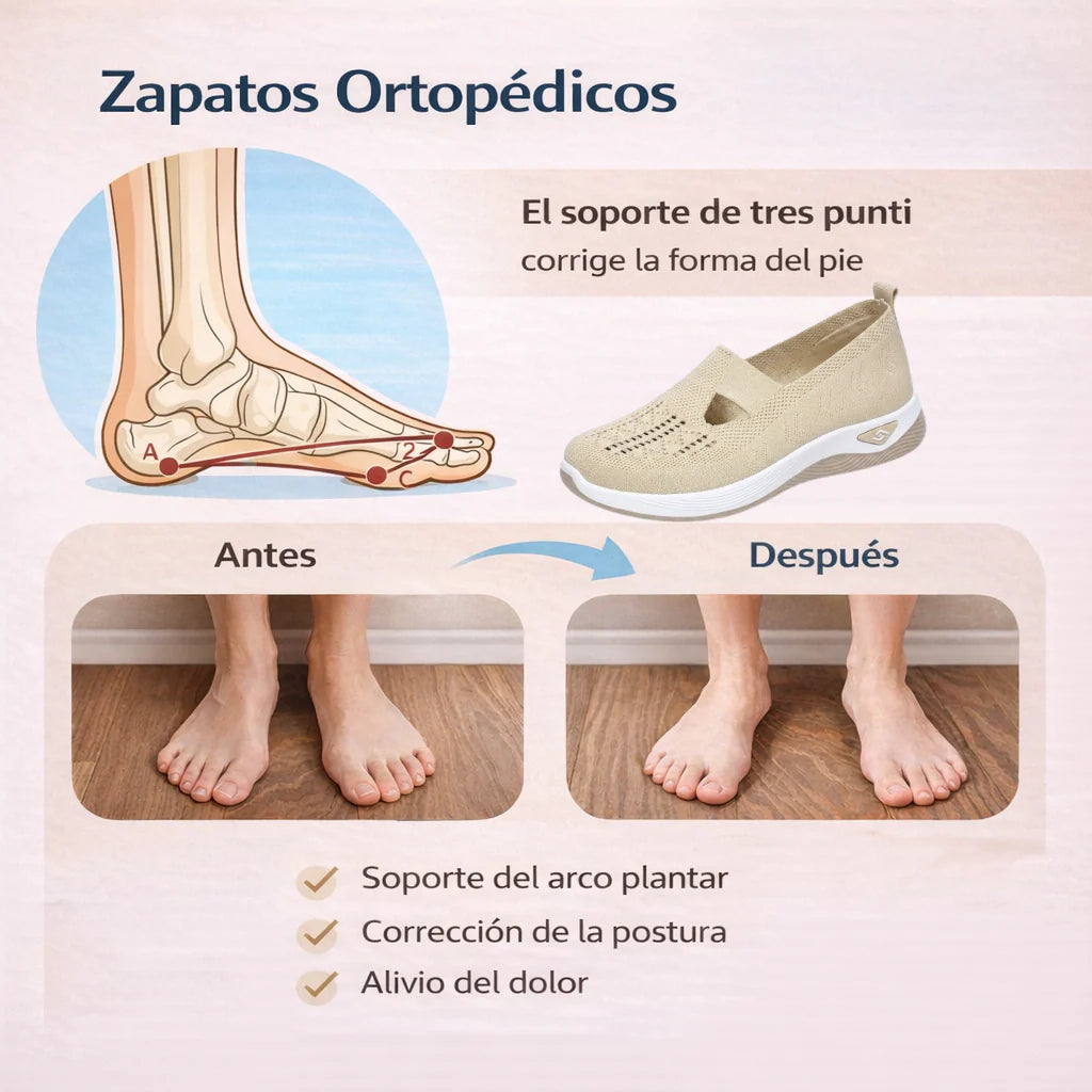 ⏰ 50% de descuento 👟 Zapatos ortopédicos ergonómicos de verano | Transpirables y ligeros ✅ Alivian el dolor de pies | Fáciles de poner y quitar