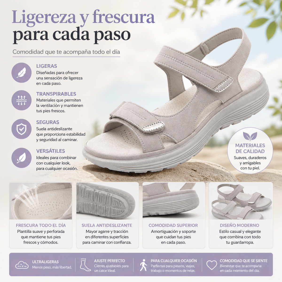 🔥 Sandalias ortopédicas de verano para mujer | Diseño ergonómico, soporte para el arco, comodidad durante todo el día | Antideslizante y transpirable ✅