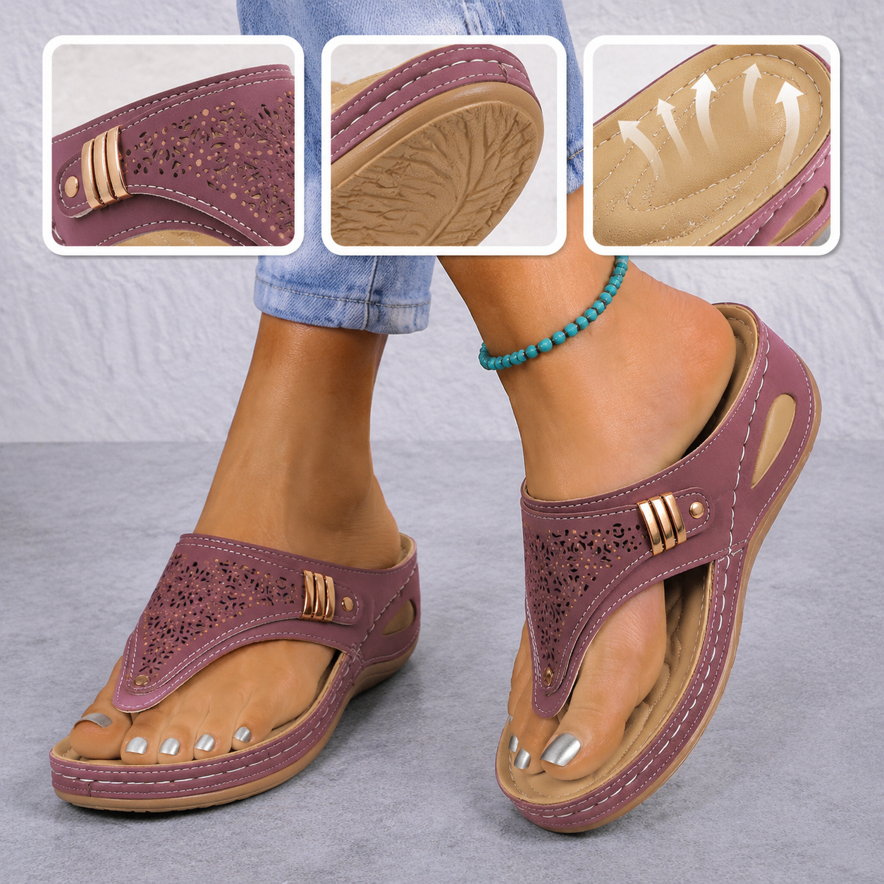 ⏰ ¡Último día! ¡50 % de descuento! ¡No te lo pierdas! ✅️ Sandalias cómodas con soporte para el arco del pie: alivian el dolor de pies y cuentan con un diseño ergonómico.