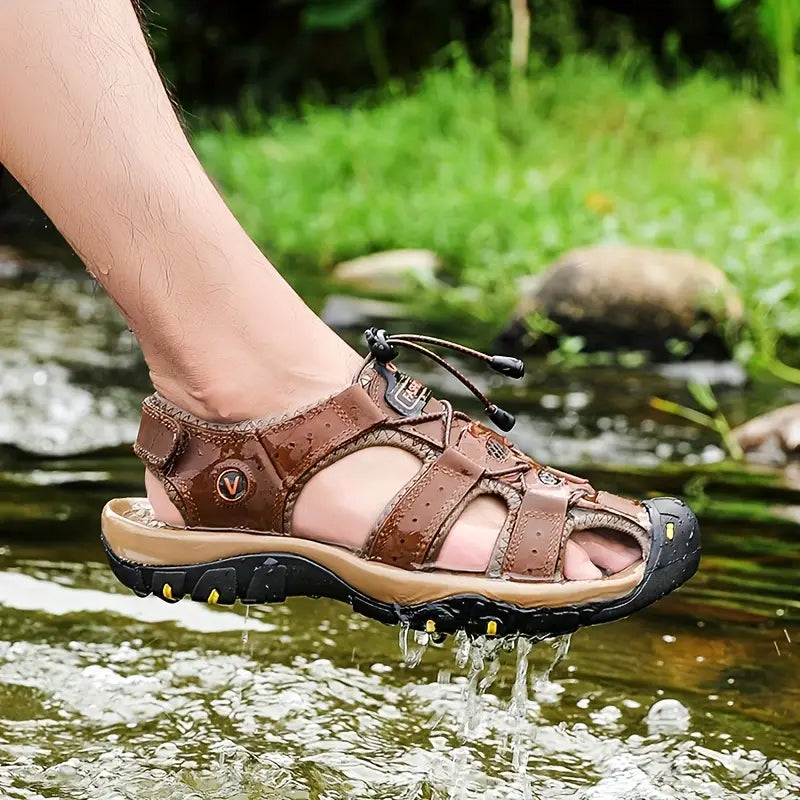 🐂【Piel de alta calidad】【⏰¡50% de descuento hoy! ¡No te lo pierdas!】✅Diseño de punta ancha + ajuste de velcro + suela resistente y antideslizante +🔴Soporte de arco multipunto
