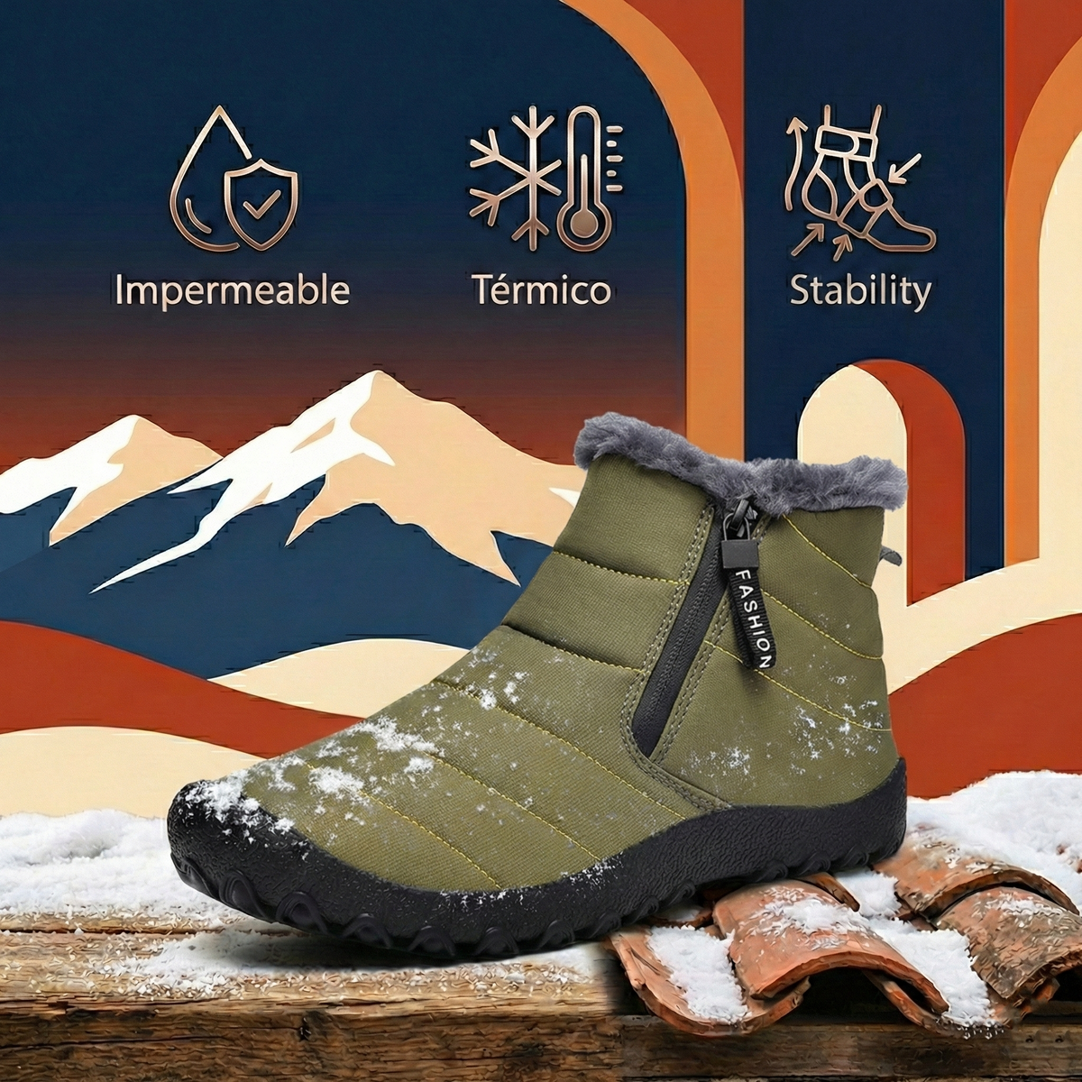 Optimumto® | Botas de nieve y calzado para exteriores | Calzado de senderismo cálido | Antideslizante e impermeable | Unisex