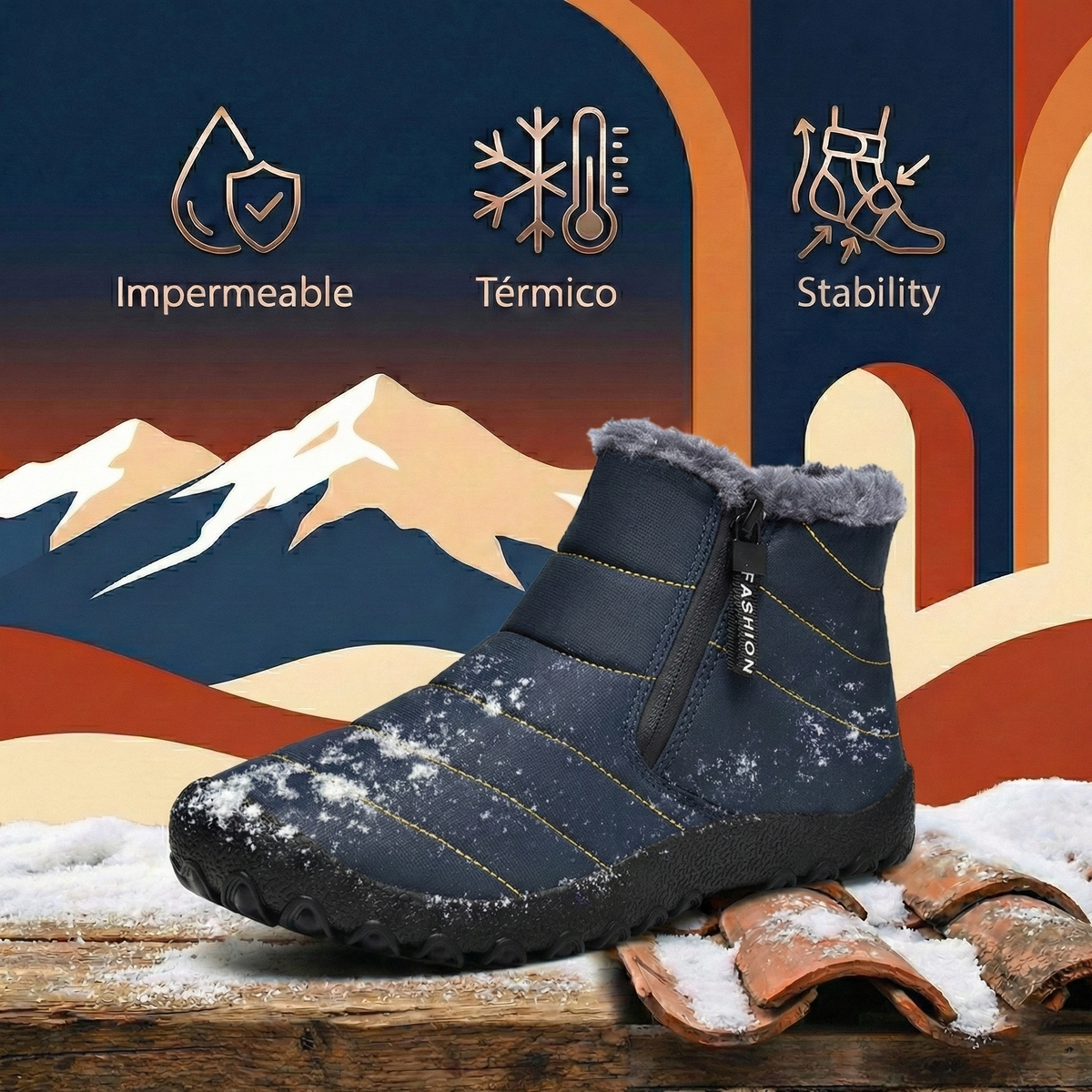 Optimumto® | Botas de nieve y calzado para exteriores | Calzado de senderismo cálido | Antideslizante e impermeable | Unisex