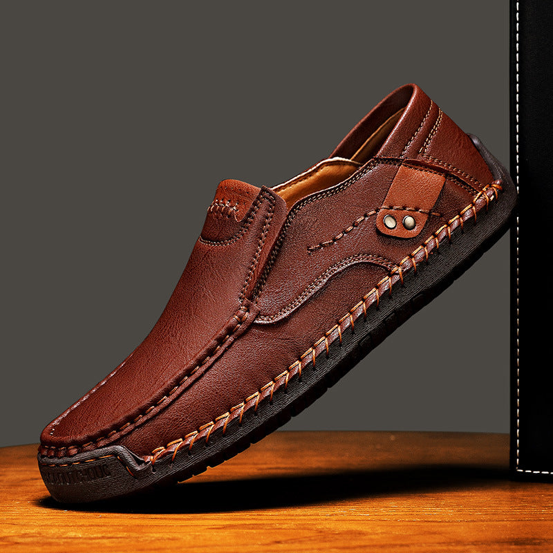 (🔥50 % de descuento por tiempo limitado: ¡compre ahora!) Mocasines sin cordones de cuero elegantes y de alta calidad👞: diseño ergonómico, soporte de arco para aliviar el dolor, impermeables y antideslizantes.