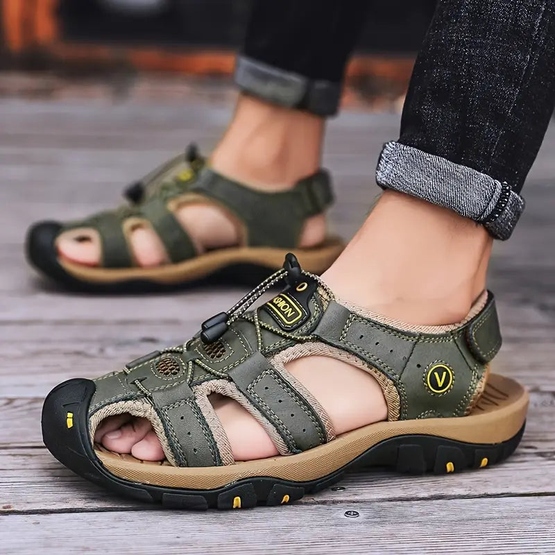 🐂【Piel de alta calidad】【⏰¡50% de descuento hoy! ¡No te lo pierdas!】✅Diseño de punta ancha + ajuste de velcro + suela resistente y antideslizante +🔴Soporte de arco multipunto