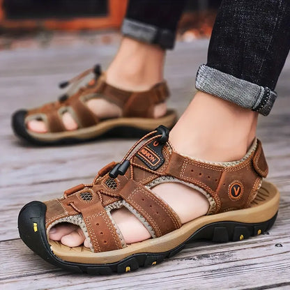 🐂【Piel de alta calidad】【⏰¡50% de descuento hoy! ¡No te lo pierdas!】✅Diseño de punta ancha + ajuste de velcro + suela resistente y antideslizante +🔴Soporte de arco multipunto