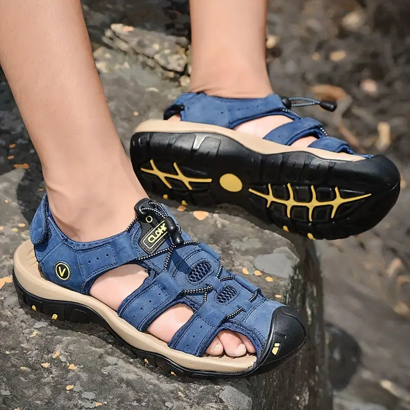 🐂【Piel de alta calidad】【⏰¡50% de descuento hoy! ¡No te lo pierdas!】✅Diseño de punta ancha + ajuste de velcro + suela resistente y antideslizante +🔴Soporte de arco multipunto