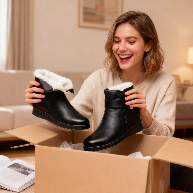 (🔥50% de descuento hoy - ¡no te lo pierdas!) - Zapatos ortopédicos de cuero y lana suaves y cómodos - Diseño ergonómico artesanal (te permite caminar todo el día sin sentirte cansado)