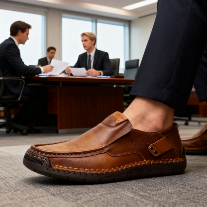 (🔥50 % de descuento por tiempo limitado: ¡compre ahora!) Mocasines sin cordones de cuero elegantes y de alta calidad👞: diseño ergonómico, soporte de arco para aliviar el dolor, impermeables y antideslizantes.