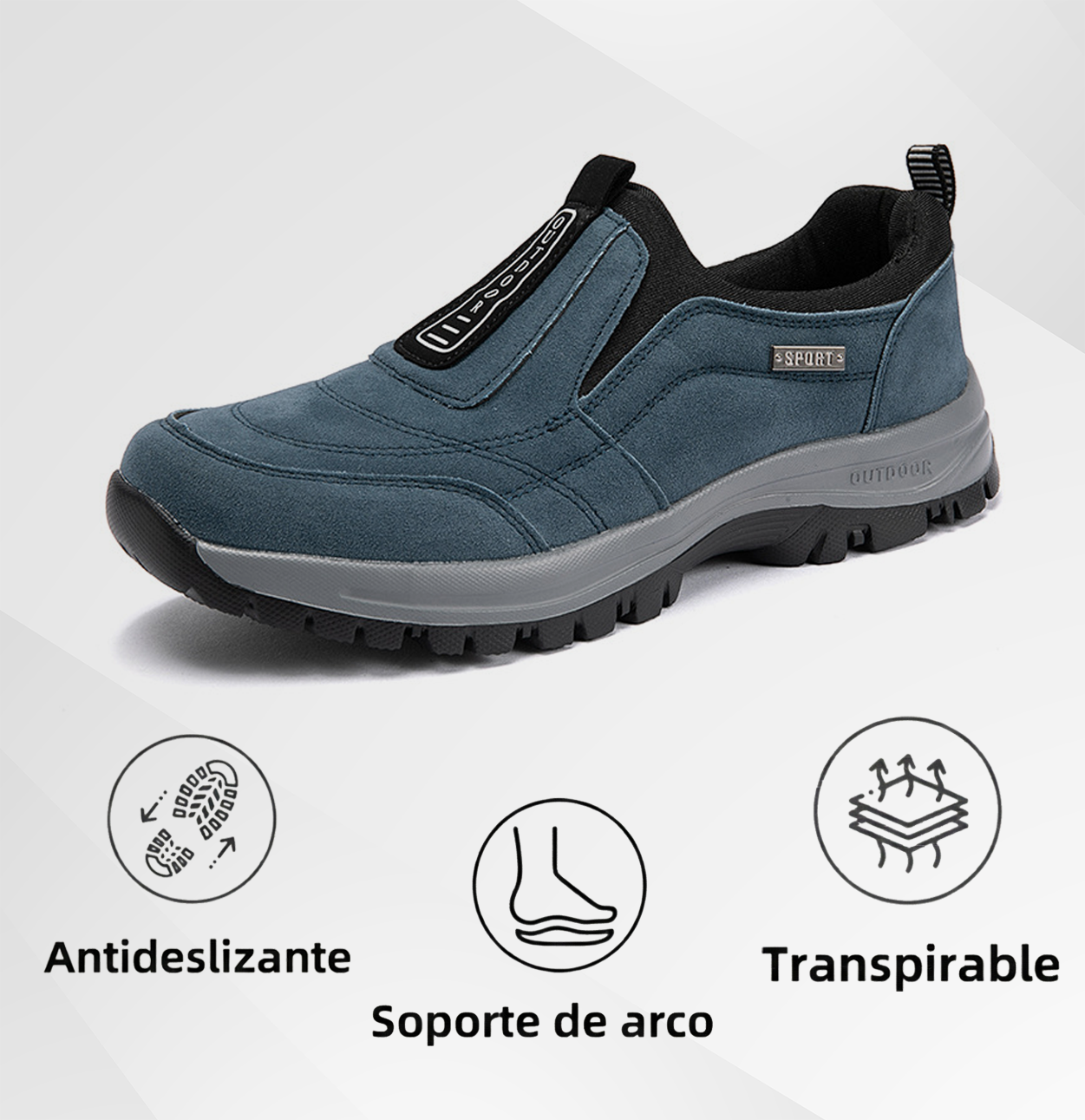 (🔥 50% de descuento - ¡No te lo pierdas!) Zapatos de Exterior ASSNAS para Hombre | Soporte de Arco Avanzado, Gamuza Antideslizante y Confort Total